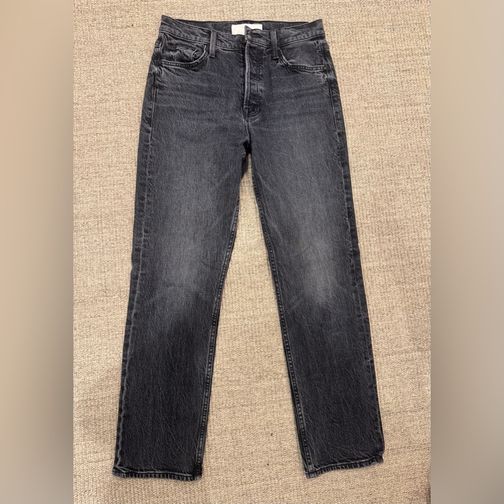 MOTHER High Rise Jeans in Dark Gray/Black
